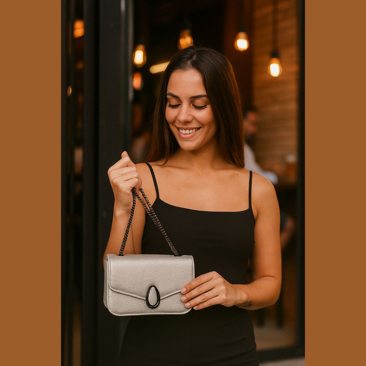 Bolsa Feminina com Corrente e Fecho Magnético