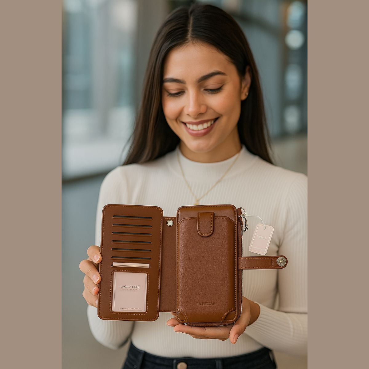 Carteira Porta Celular com 7 Porta-Cartões e Alça – Compacta e Funcional