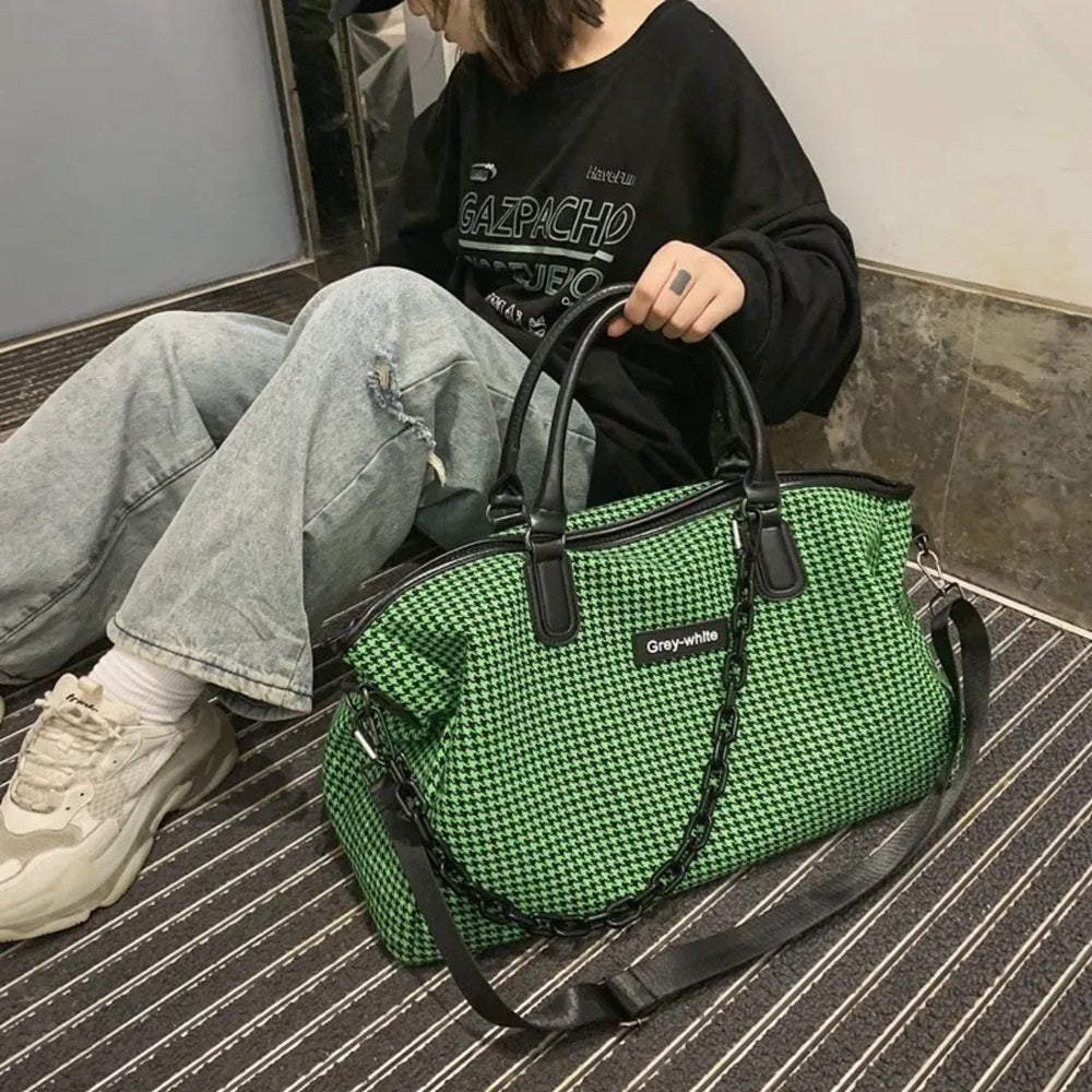 Bolsa Xadrez Moderna Academia Viagem Confortável Impermeável
