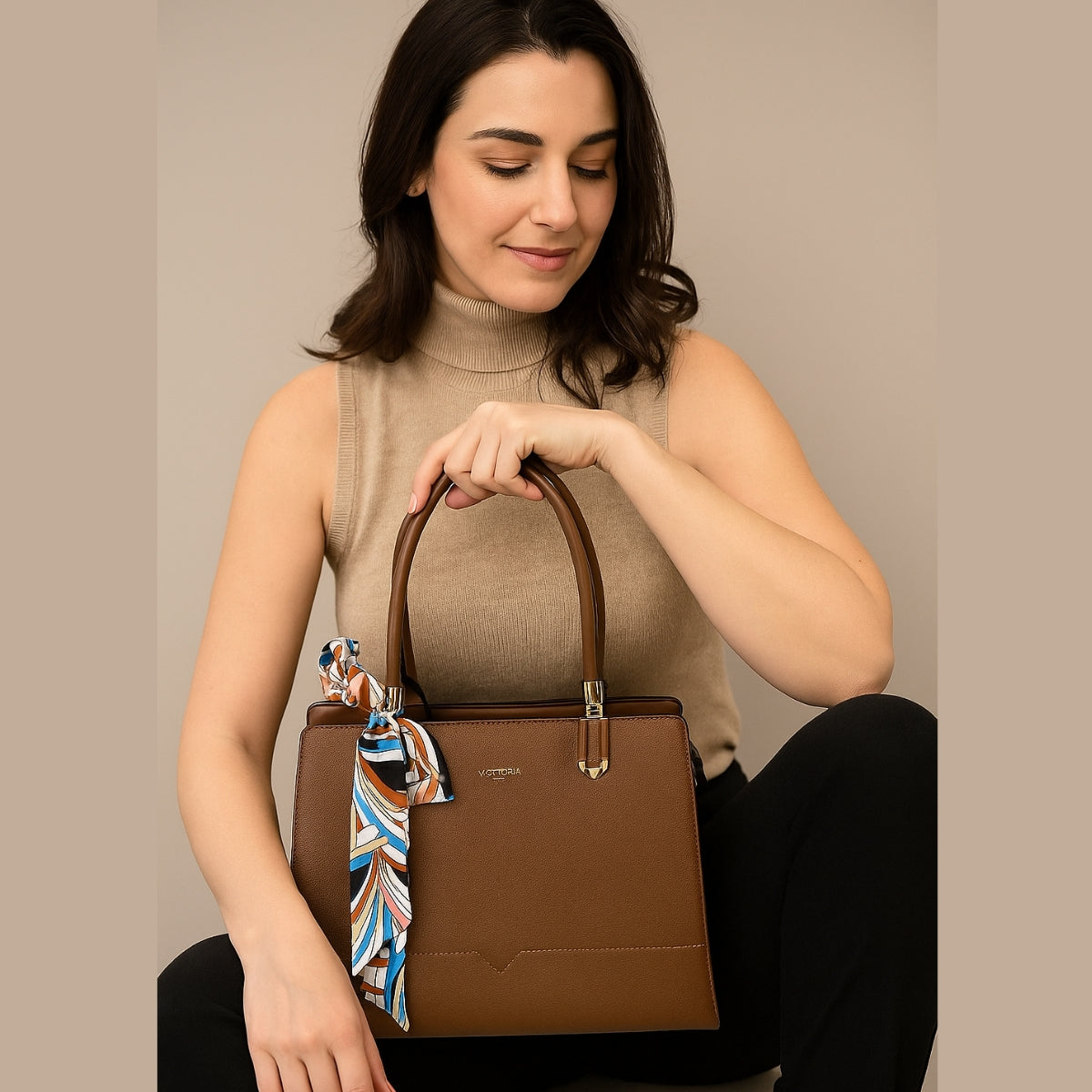 Bolsa Feminina de Ombro com Lencinho Elegante
