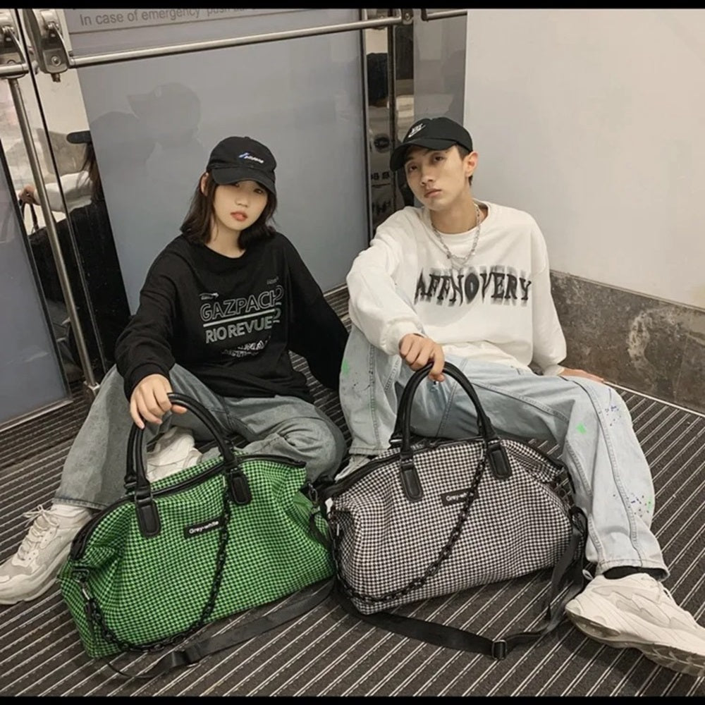 Bolsa Xadrez Moderna Academia Viagem Confortável Impermeável