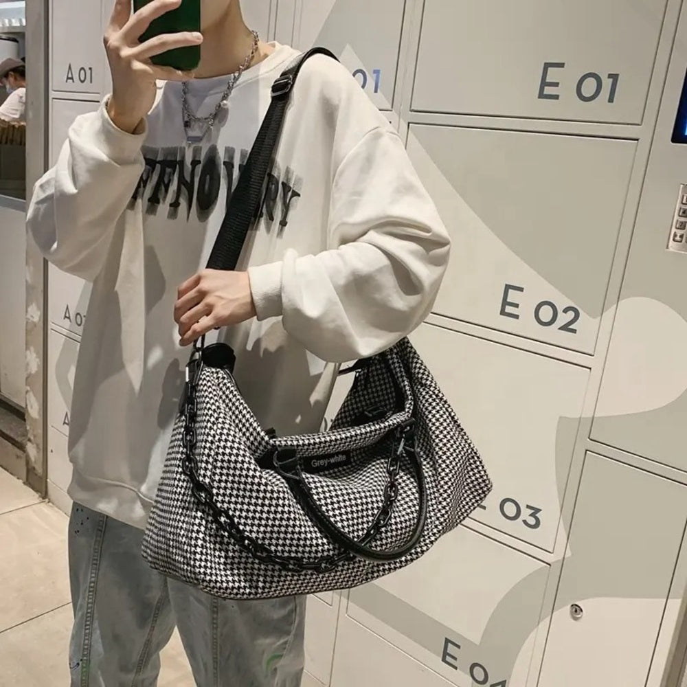 Bolsa Xadrez Moderna Academia Viagem Confortável Impermeável