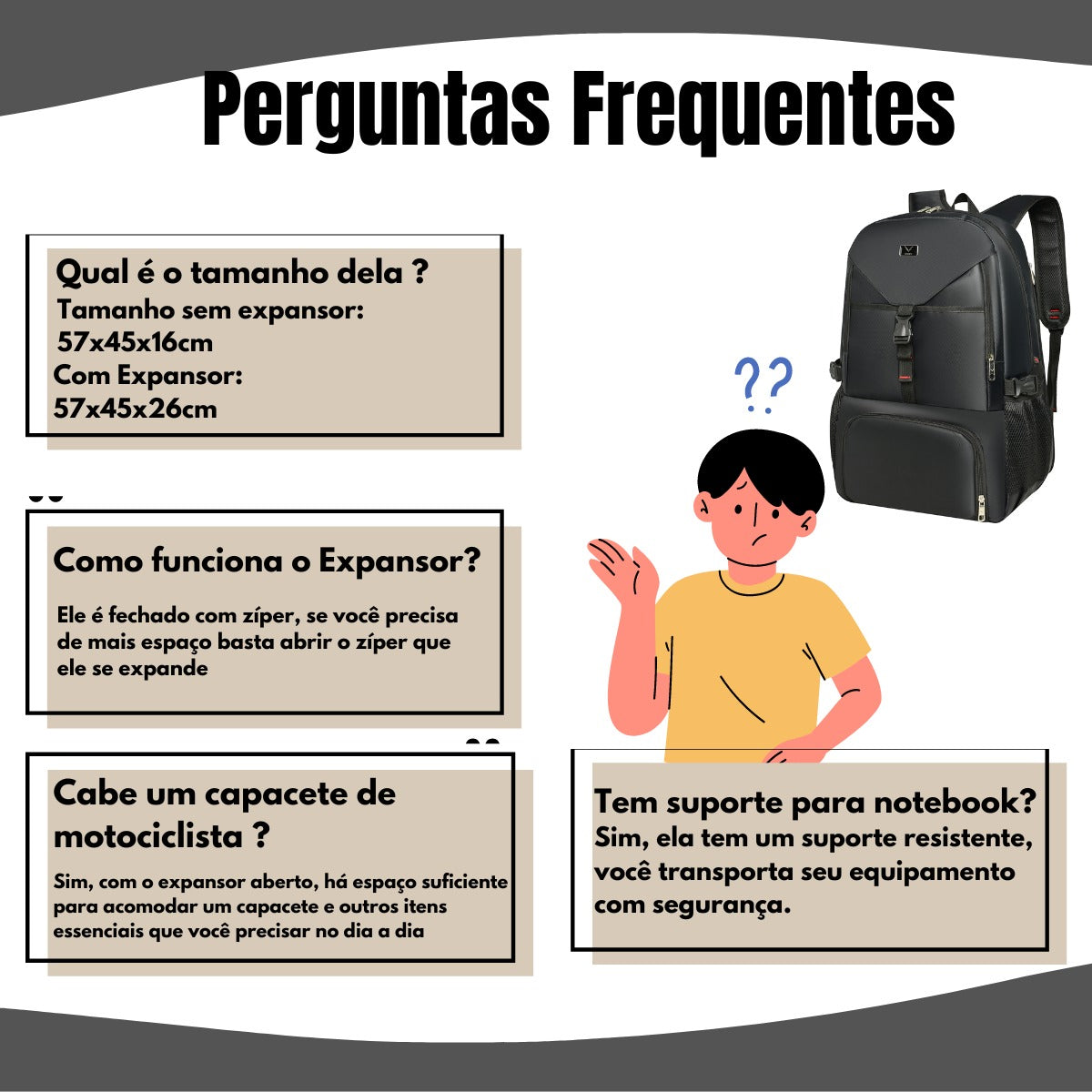 Mochila Motoqueiro Motoboy Moto Expansor Capacete Resistente Grande