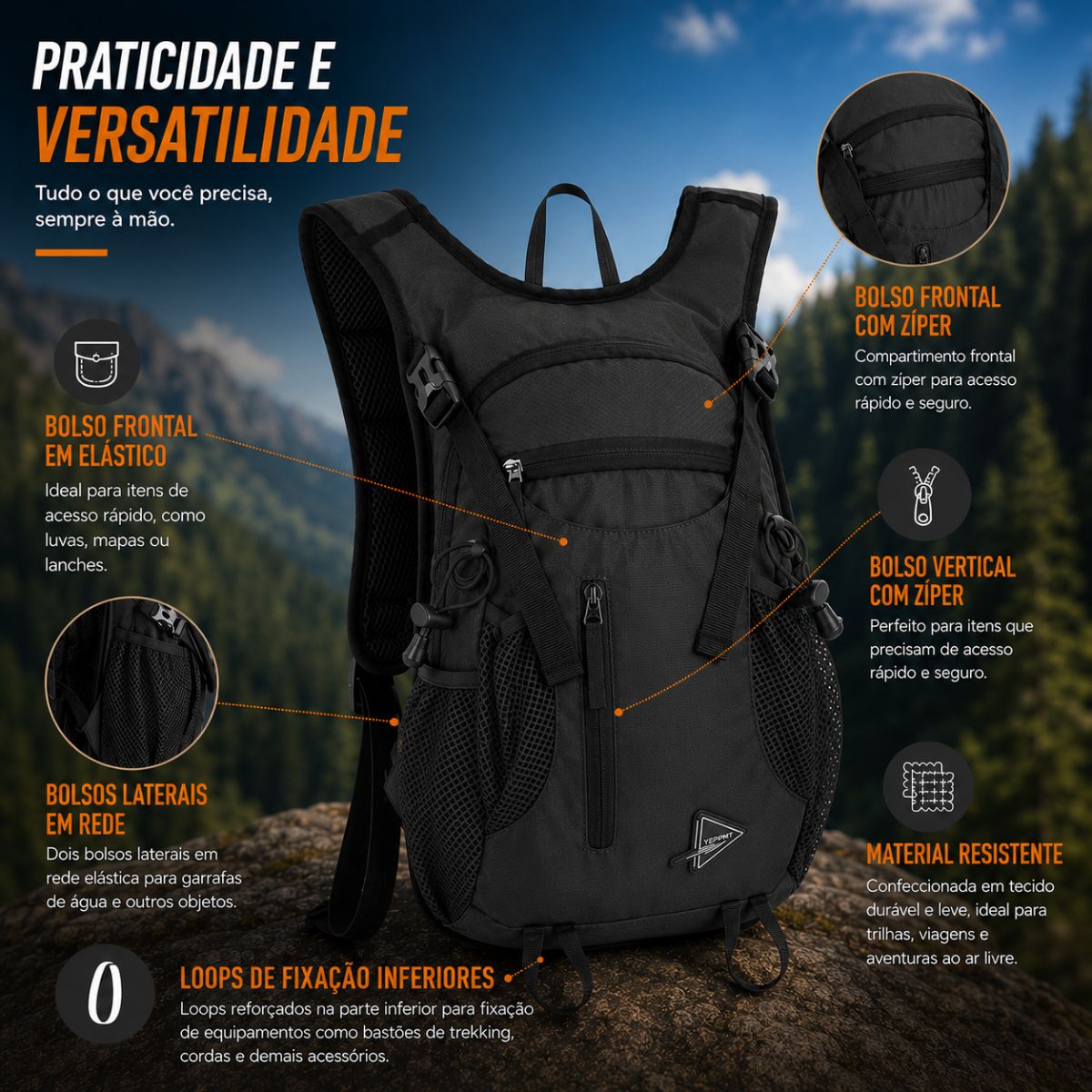 Mochila hidratação 10L running trail bike unissex esportiva