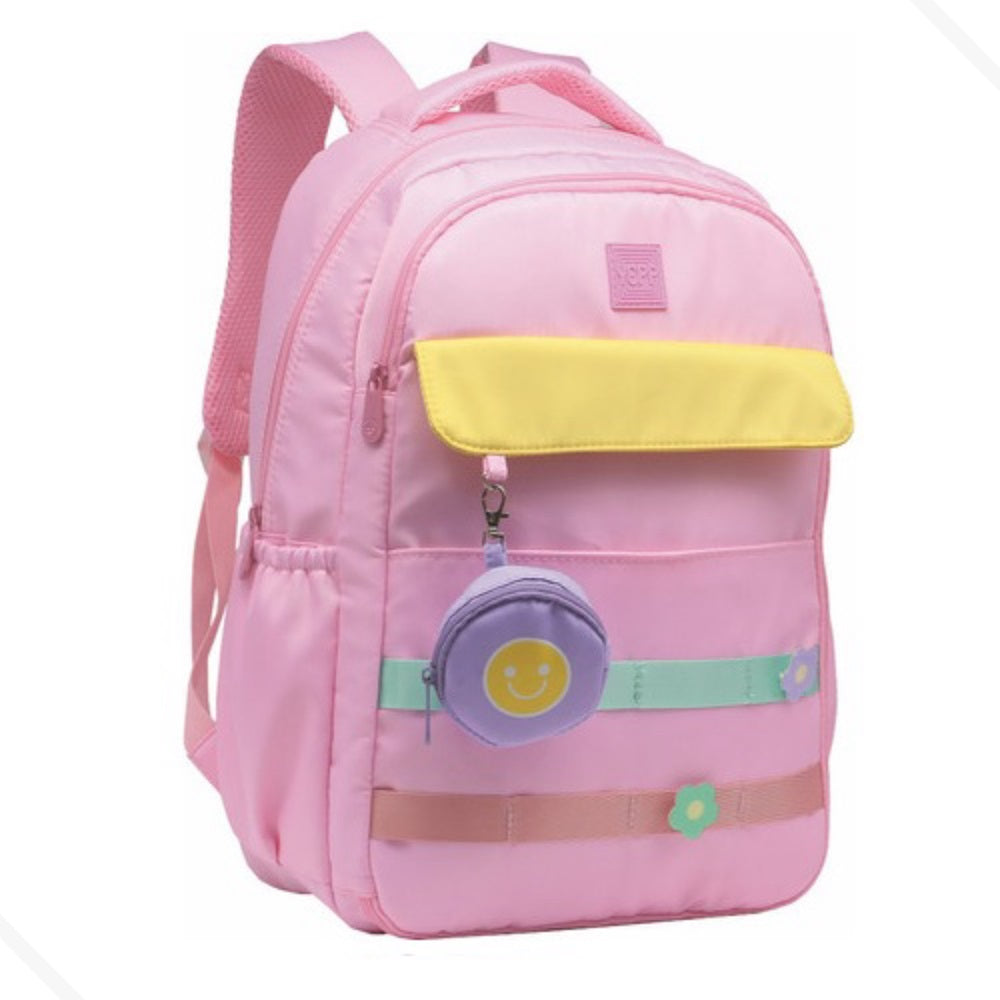 Kit Mochila Escolar De Costas Grande Feminino Com Estojo e Chaveiro