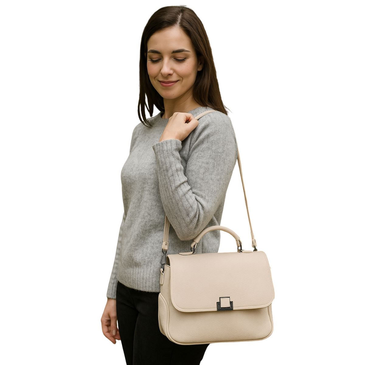 Bolsa Feminina Elegante com Alça Longa e Lenço Estilosa