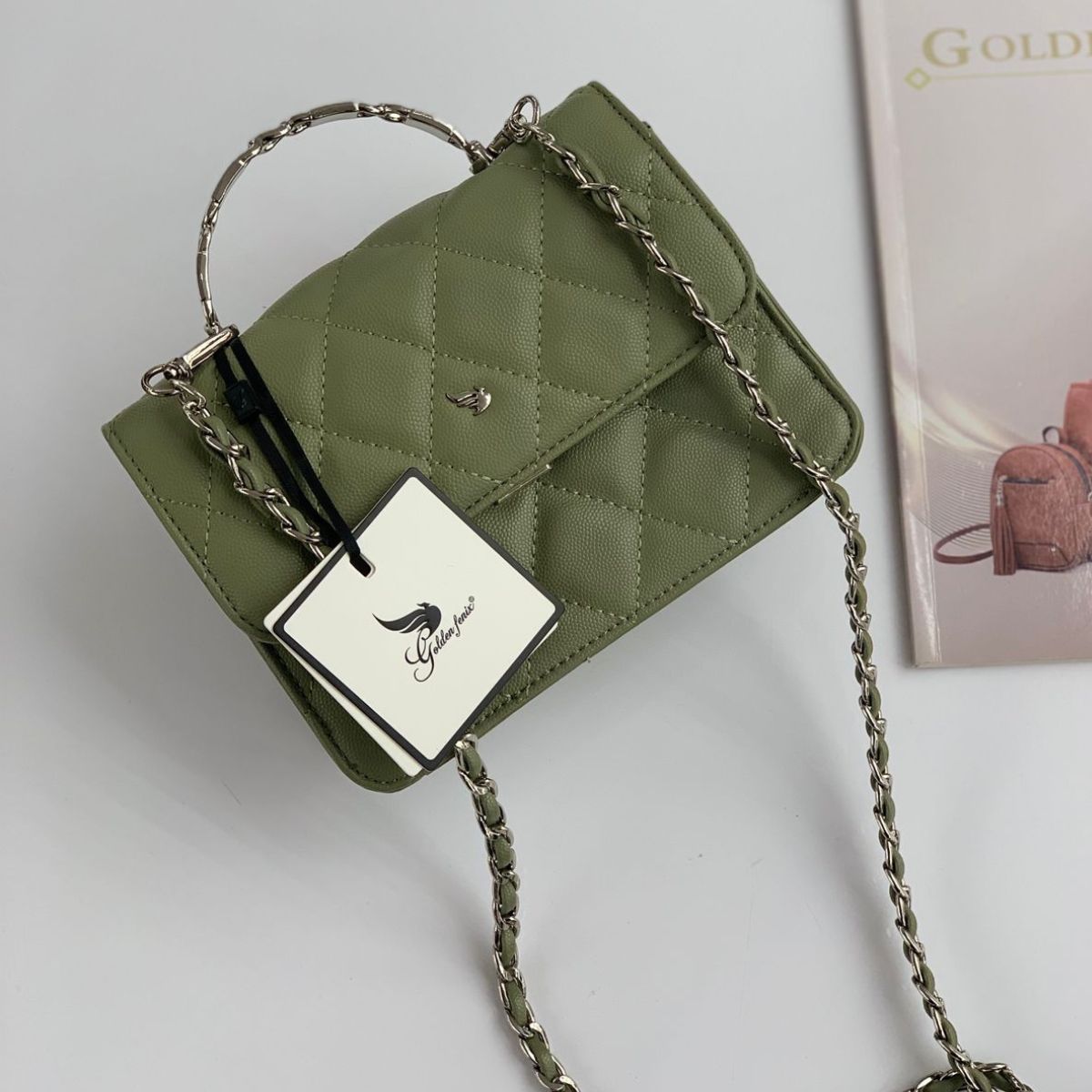 Bolsa de Mão Feminina Sofisticada Elegante Golden Fênix