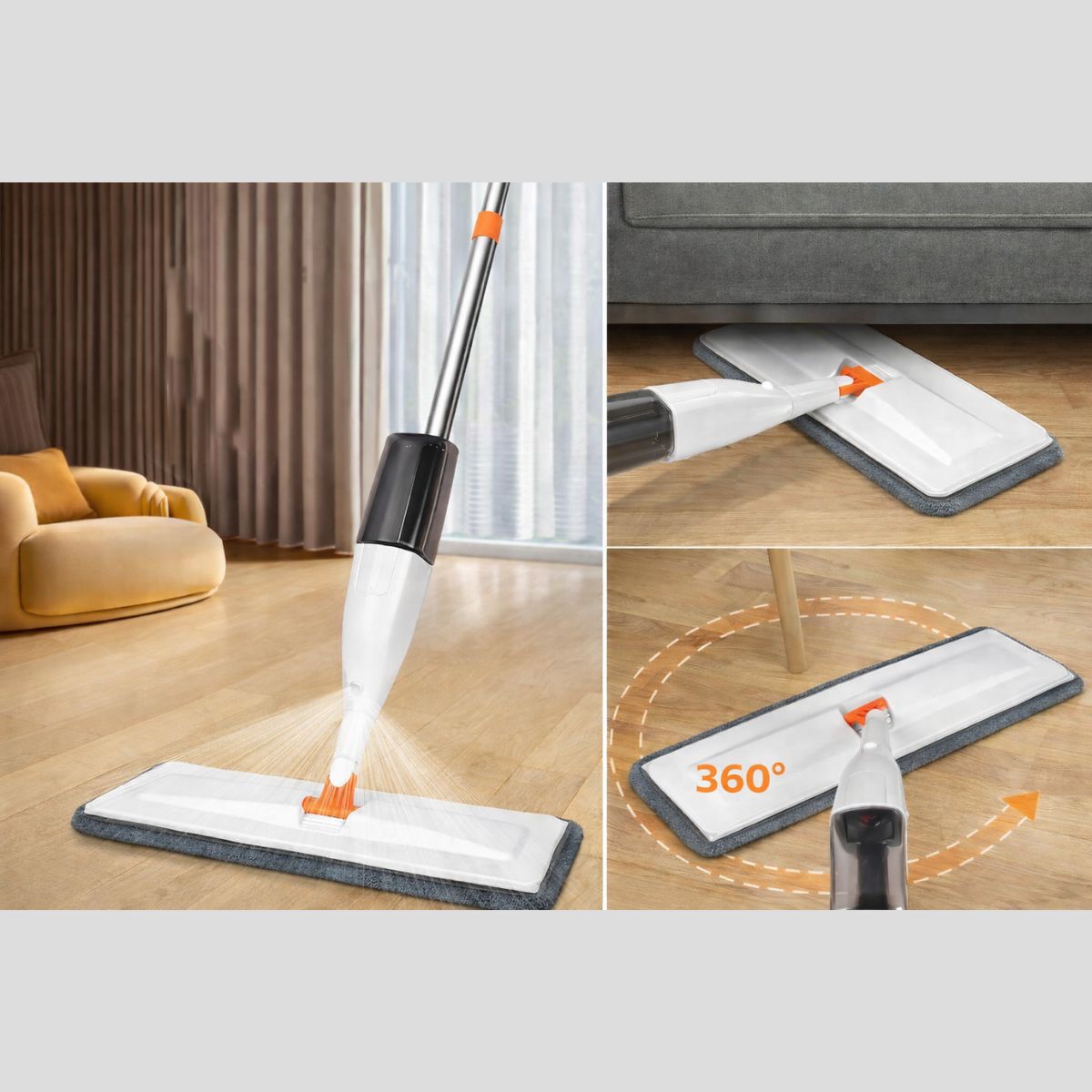 Mop Spray Reservatório com Borrifador 360 ° 2 Refis Limpeza Casa