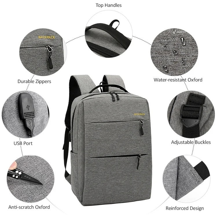 Kit 3 Itens Mochila Versátil Notebook ou Escritório Escolar até 15,6 Polegadas