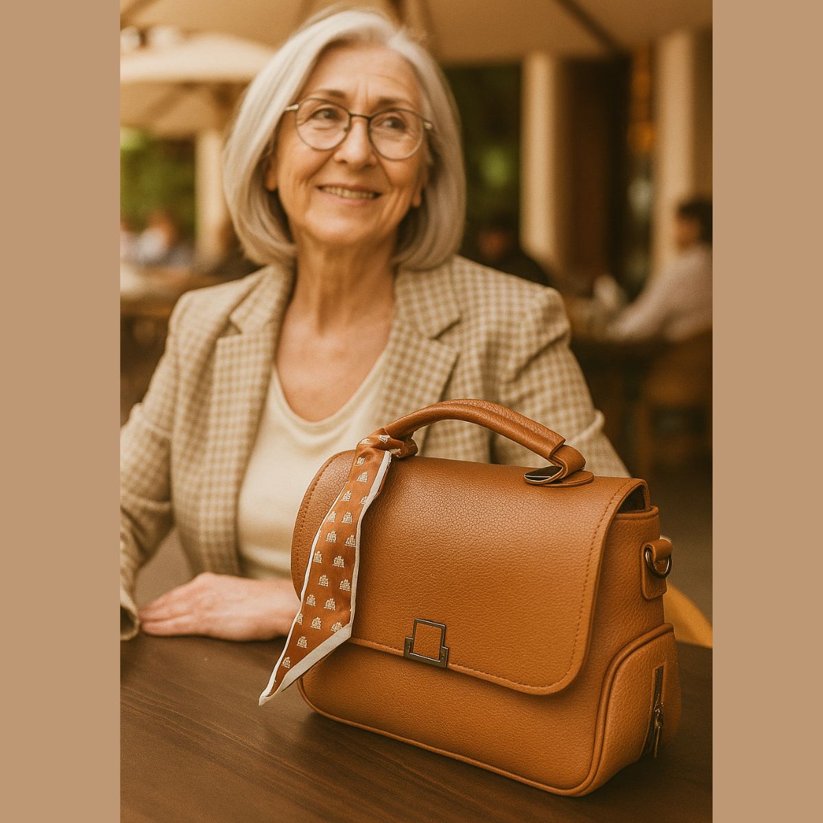 Bolsa Feminina Elegante com Alça Longa e Lenço Estilosa