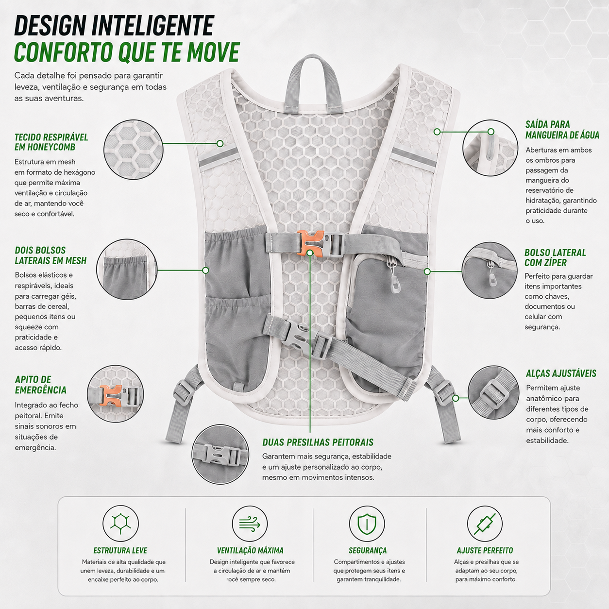 Mochila Hidratação 4L Running Trail Bike Unissex Esportiva