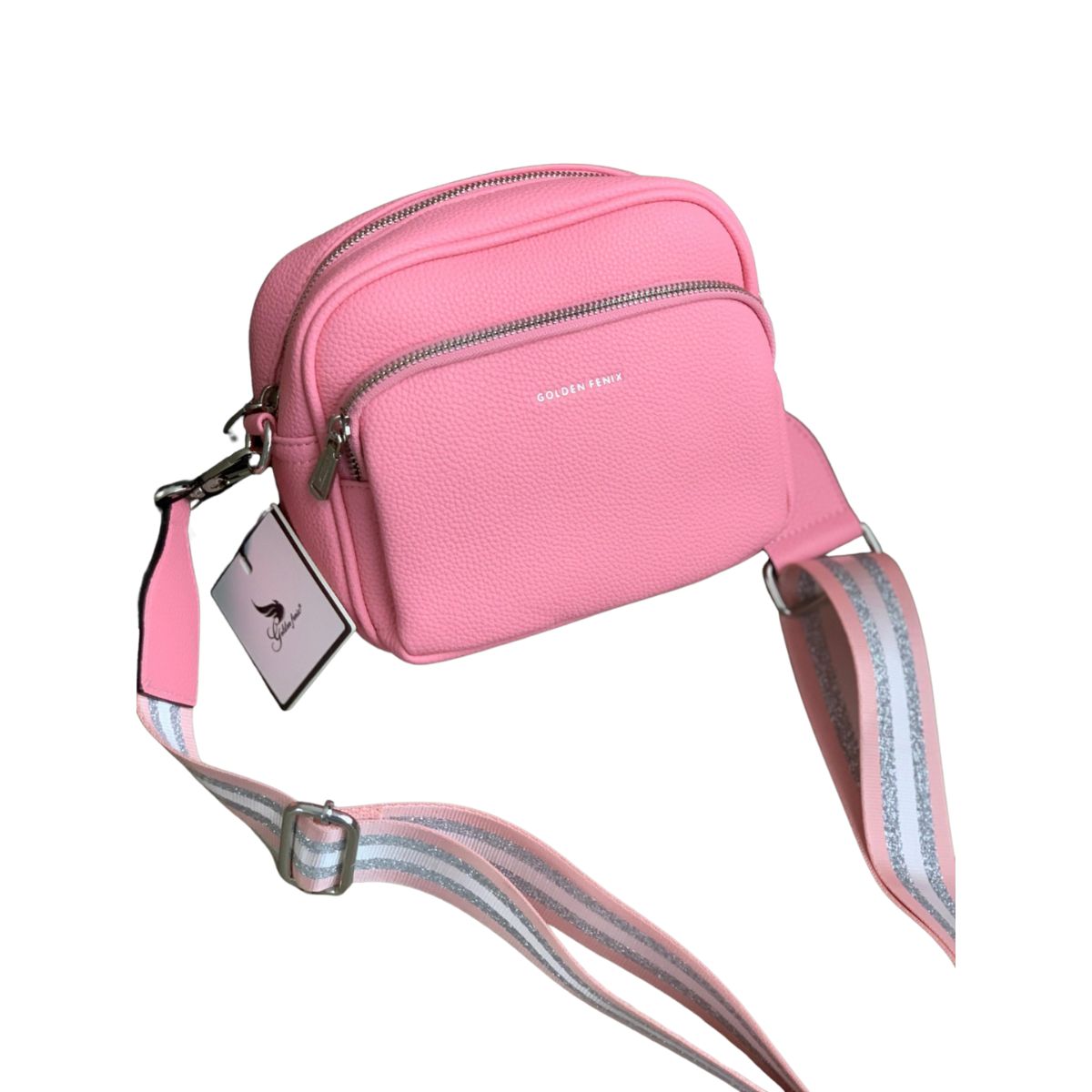 Bolsa Transversal Golden Fenix com Alça Listrada Resistente