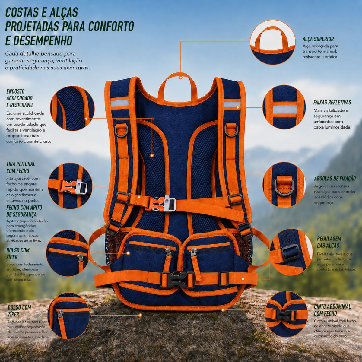 Mochila hidratação 10L running trail bike unissex esportiva