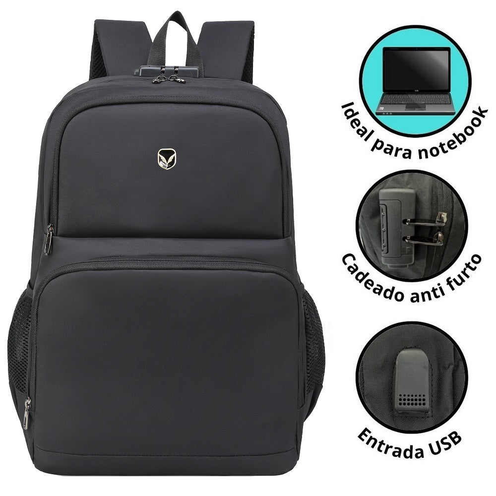 Mochila Notebook Executiva 16.5/POL Trabalho AntiFurto com Senha