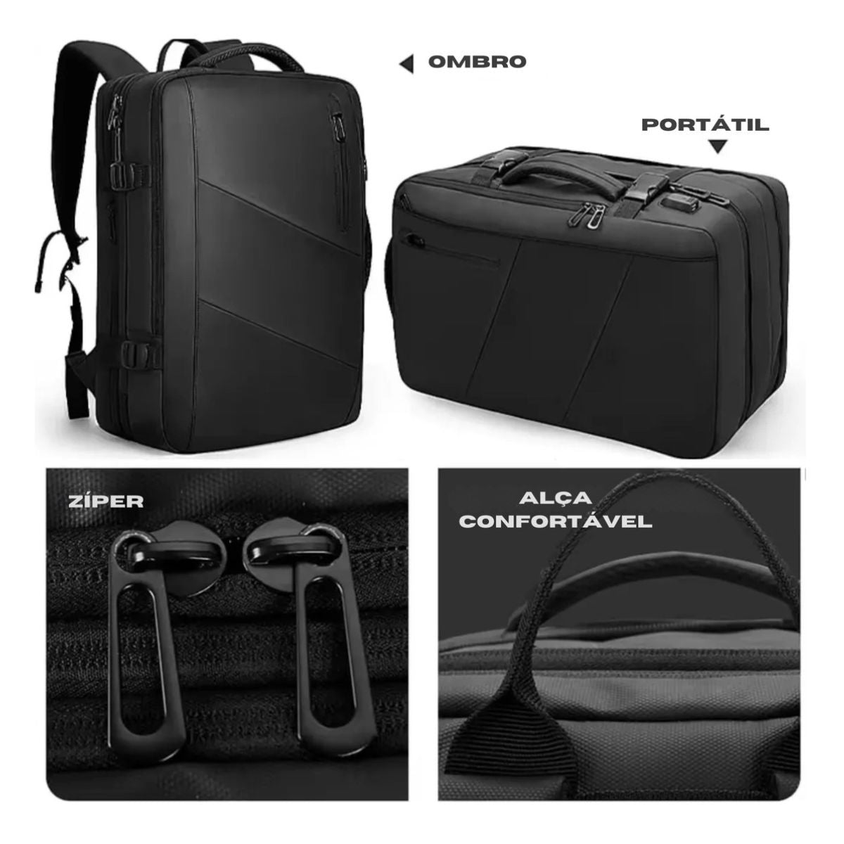 Mochila Bolsa Notebook Executiva 17,3 Polegadas Escolar Impermeável Viagem Expansível 20 à 34L