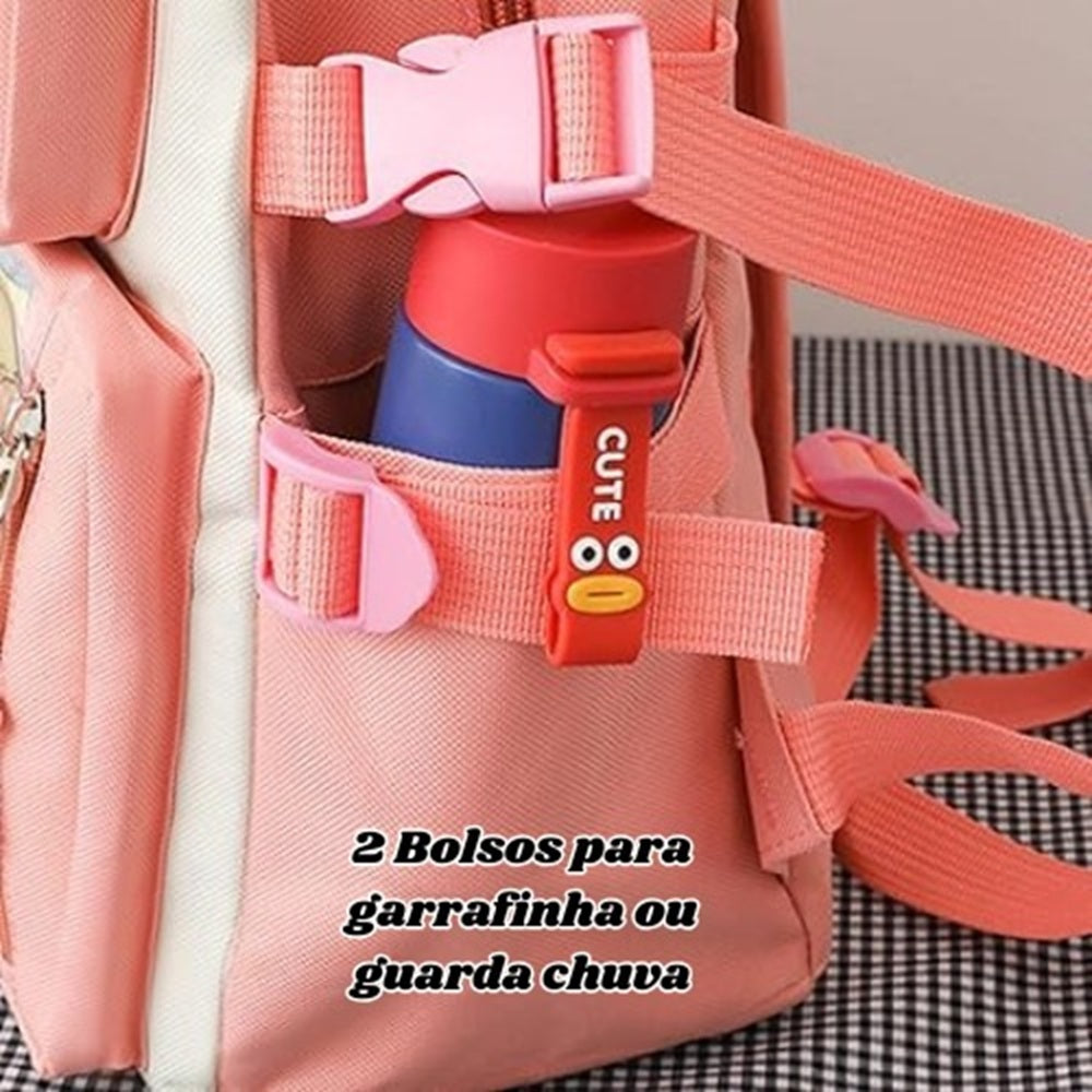 Kit 4 Itens Mochila Escolar Passeio Meninas c/ Espaço para Notebook