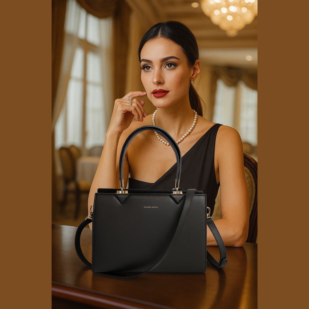 Bolsa Golden Fenix Luxo Feminina com 2 Divisórias Zíper