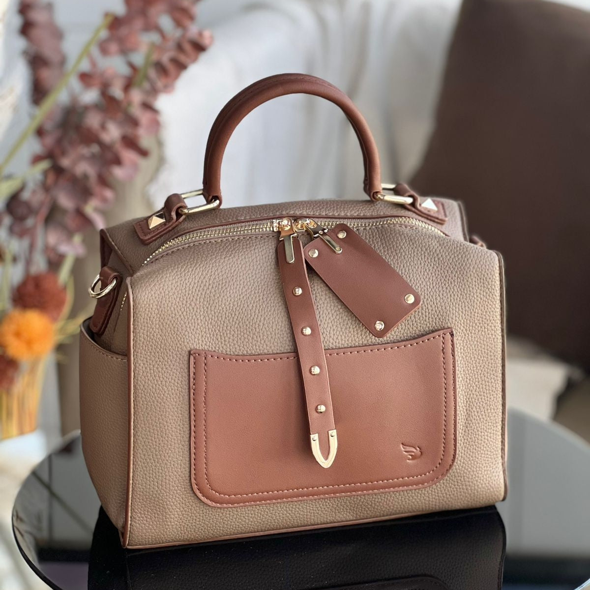 Bolsa Feminina Baú Elegante Golden Fênix