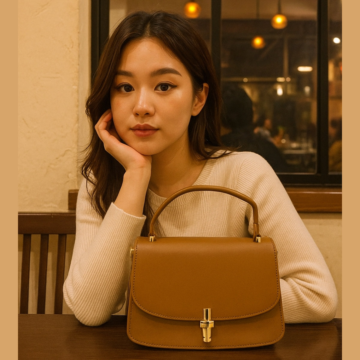 Bolsa Feminina Elegante com Alça transversal e Fecho Dourado