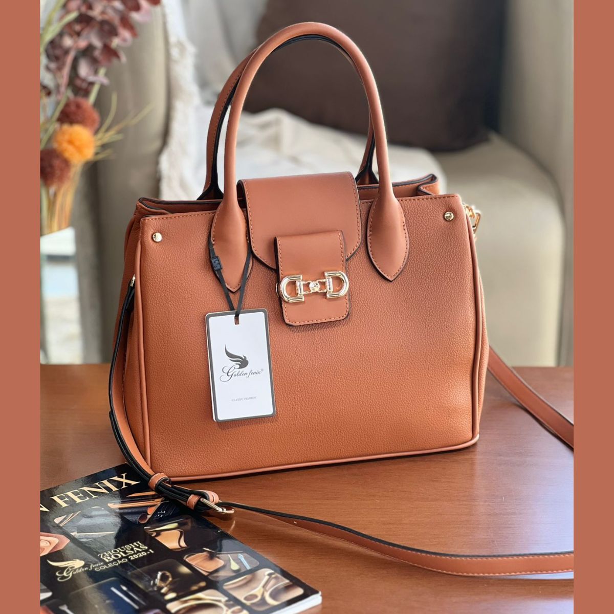 Bolsa Feminina Sofisticada Elegante Golden Fênix