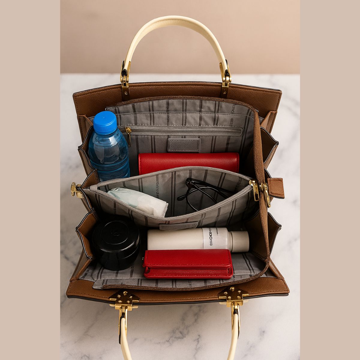 Bolsa Golden Fenix Luxo Feminina com 2 Divisórias Zíper