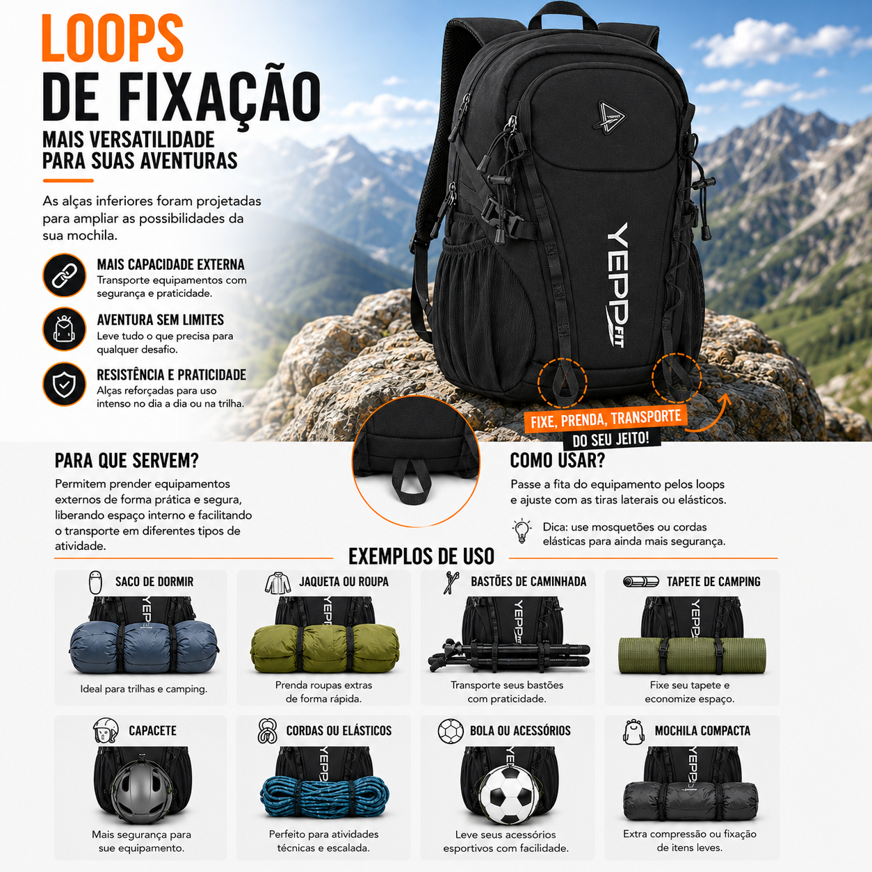 Mochila 24L Leve Resistente Academia Trilha Viagem com Apito