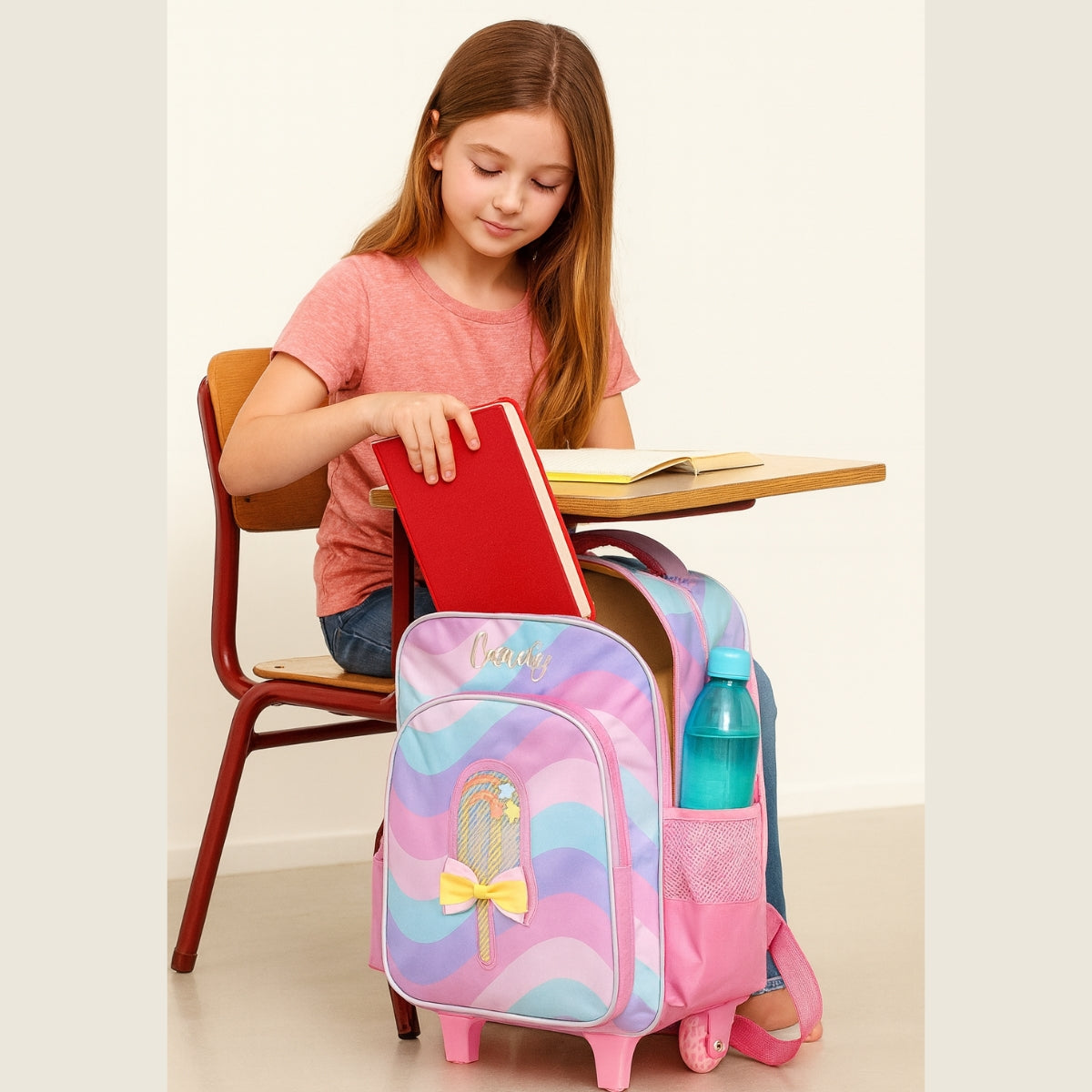 Kit Mochila Infantil Candy Sorvete Menina Estojo Lancheira Térmica