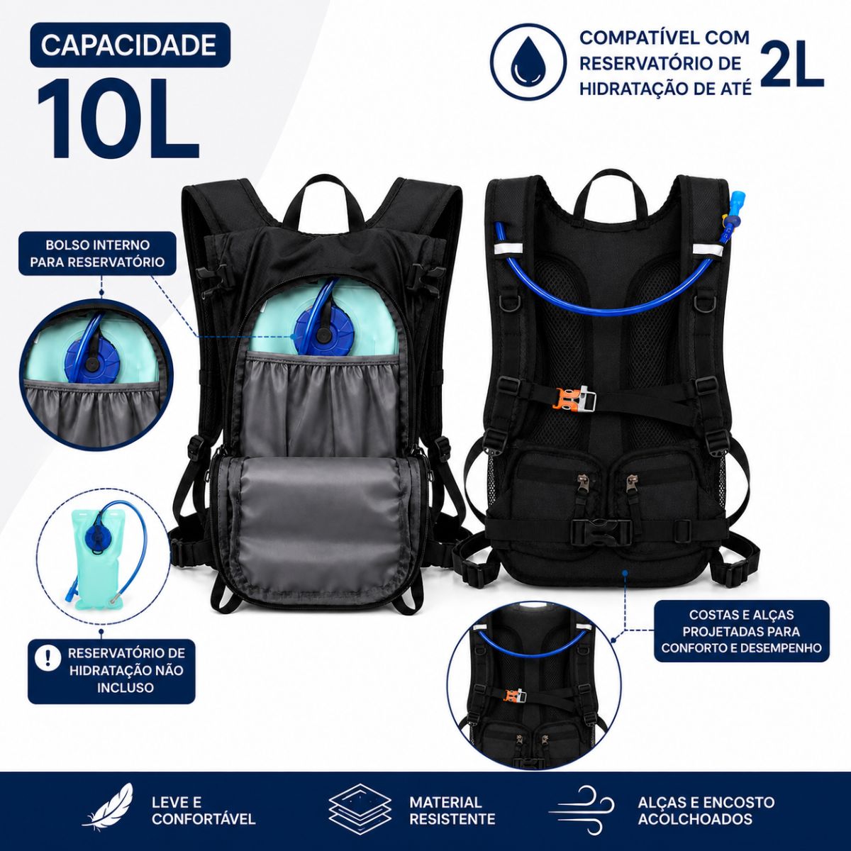 Mochila hidratação 10L running trail bike unissex esportiva