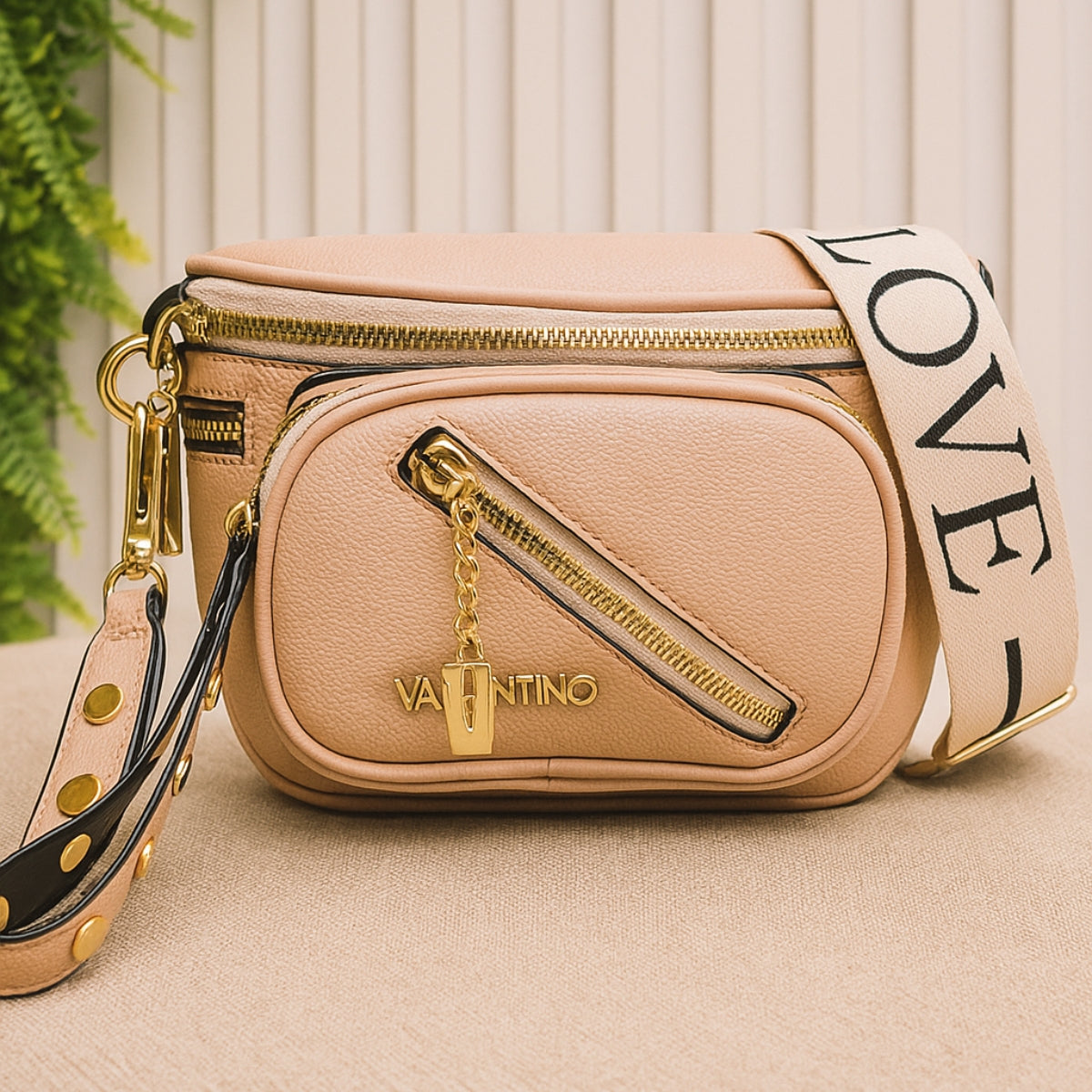 Pochete Feminina Estilosa C/ Alça Regulável Metais Dourados