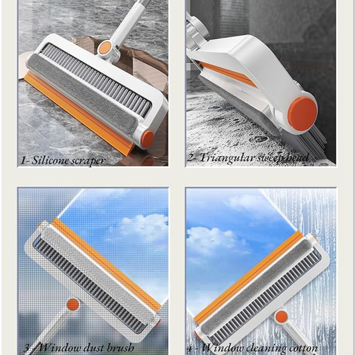 Mop Multifuncional 4 Em 1 Rodo Esfregão Limpa Piso Tira Pelo