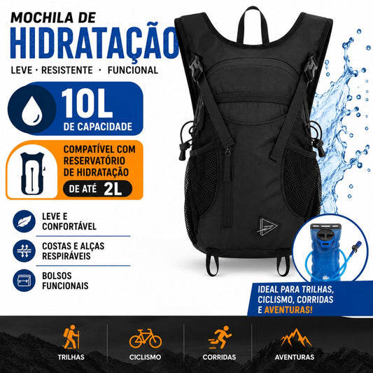 Mochila hidratação 10L running trail bike unissex esportiva