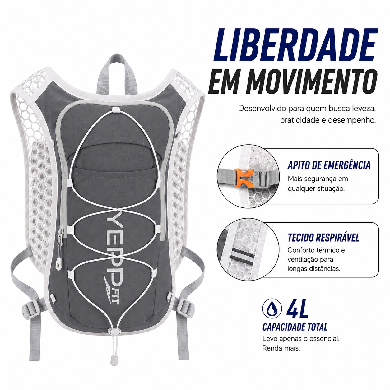 Mochila Hidratação 4L Running Trail Bike Unissex Esportiva