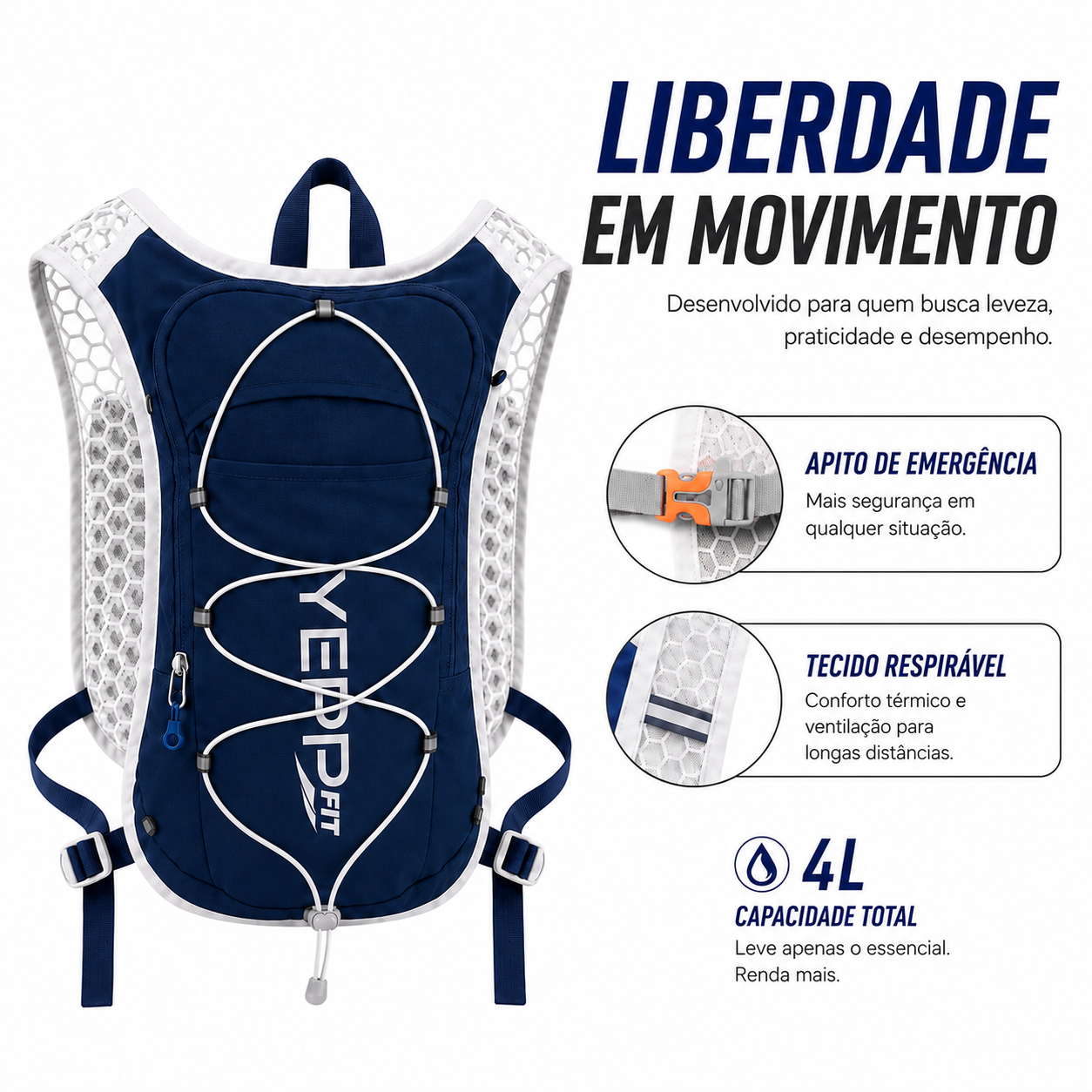 Mochila Hidratação 4L Running Trail Bike Unissex Esportiva