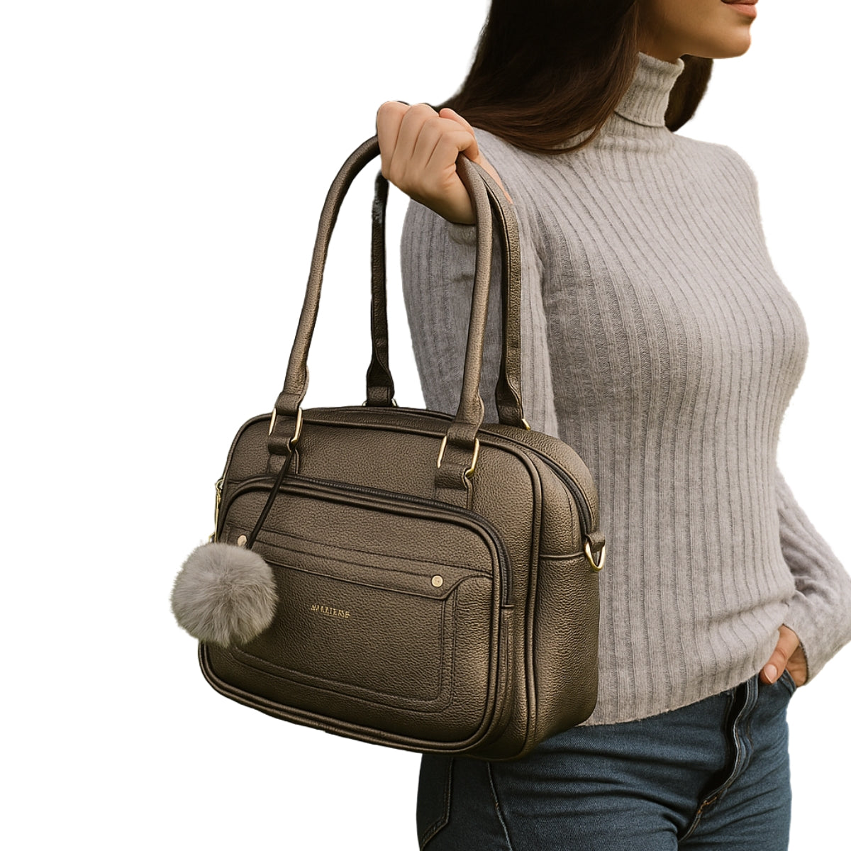 Bolsa Estruturada Glam com Pompom – Bolseira Lux