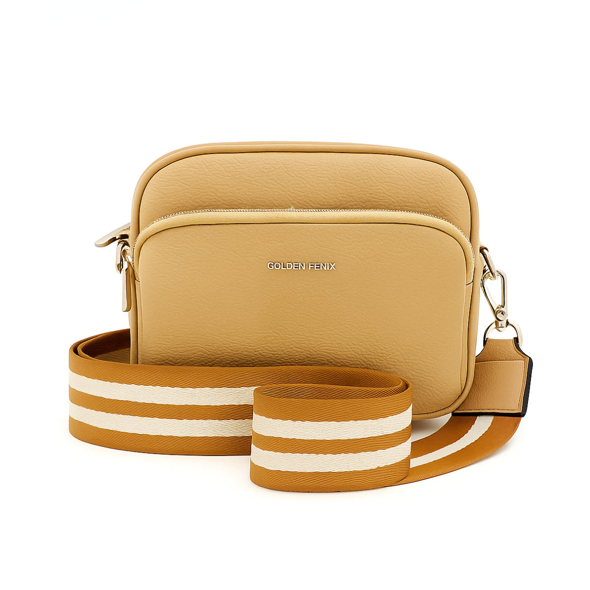 Bolsa Transversal Golden Fenix com Alça Listrada Resistente