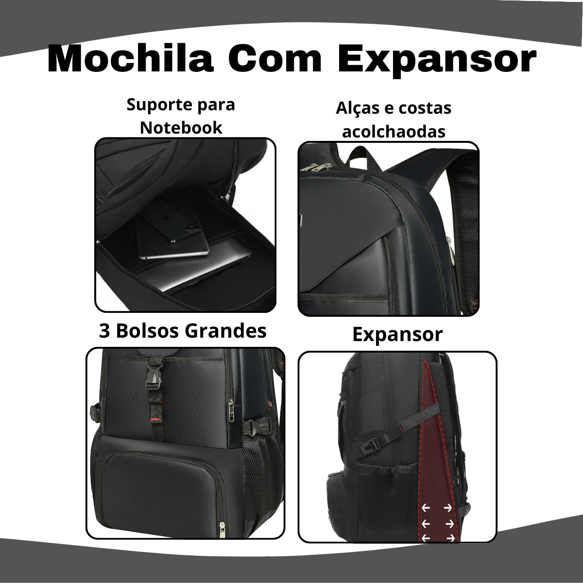 Mochila Motoqueiro Motoboy Moto Expansor Capacete Resistente Grande