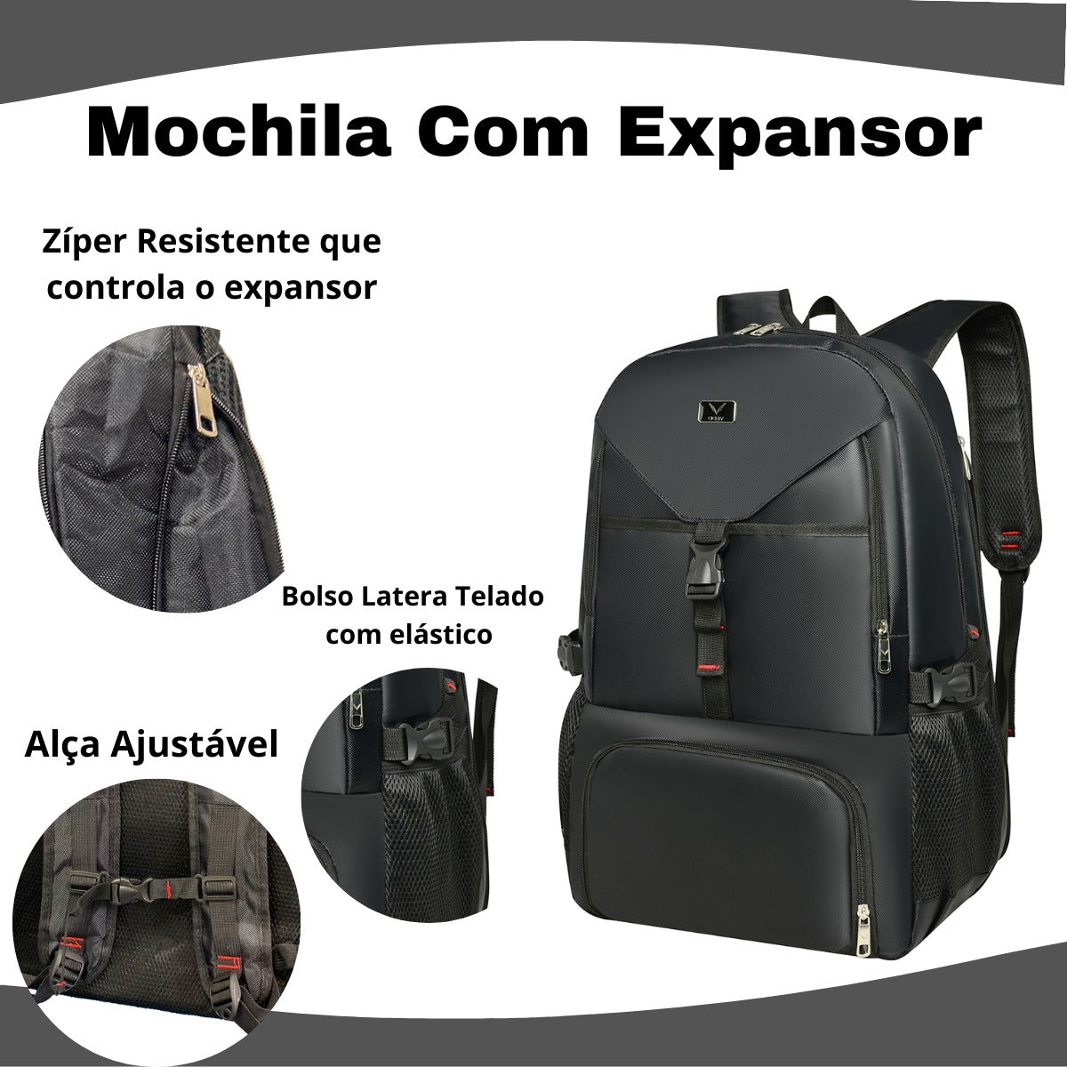 Mochila Motoqueiro Motoboy Moto Expansor Capacete Resistente Grande