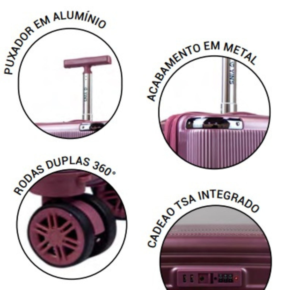 Mala de Bordo viagem Boomerang com Cadeado  e senha