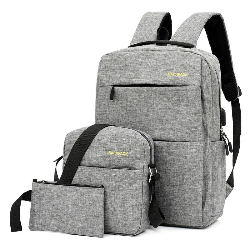 Kit 3 Itens Mochila Versátil Notebook ou Escritório Escolar até 15,6 Polegadas