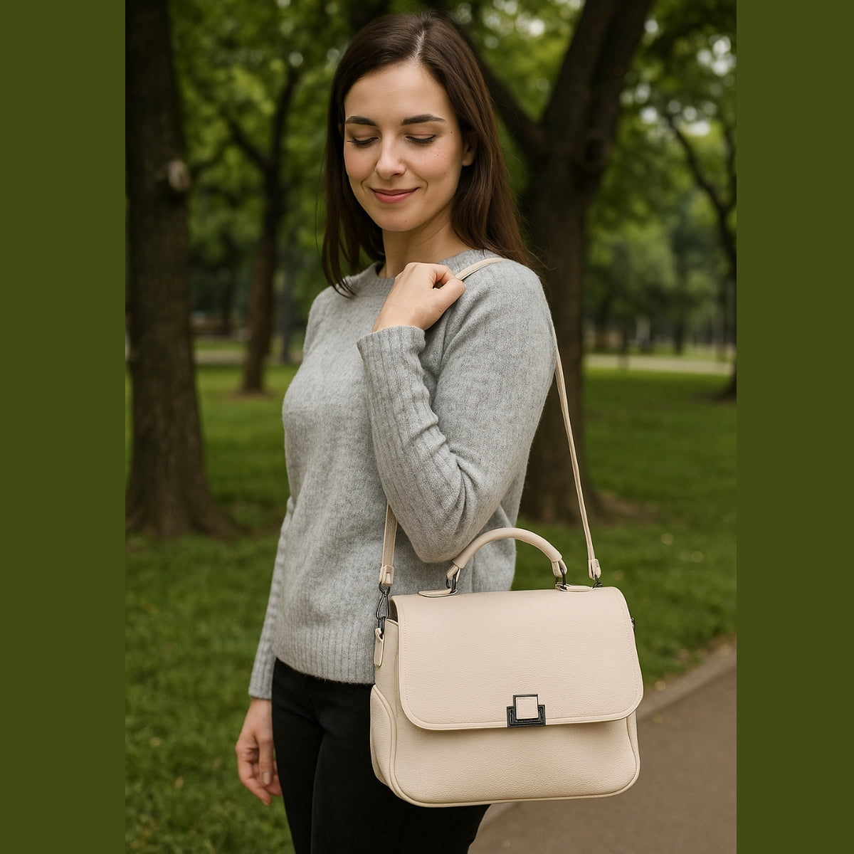 Bolsa Feminina Elegante com Alça Longa e Lenço Estilosa