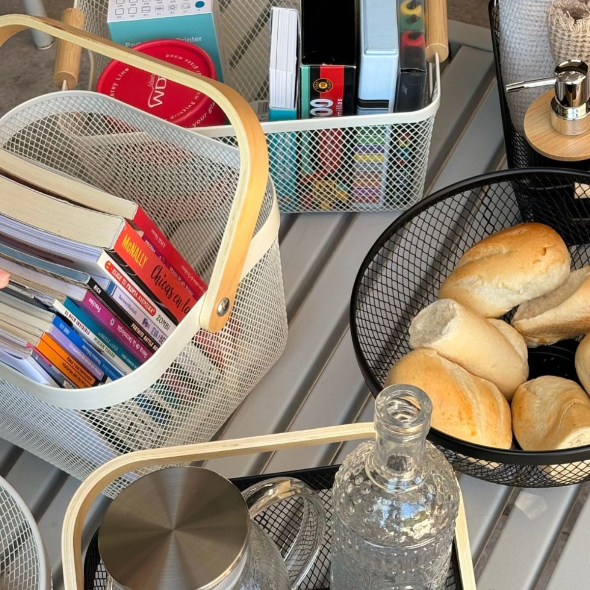 Cesto Multiuso Decorativo Metálico Porta Utensílio c/ Alça