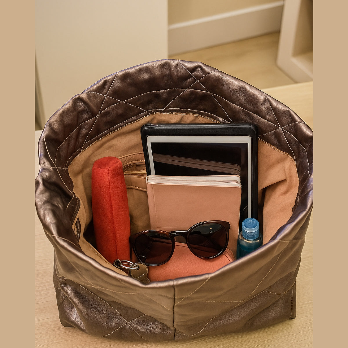 KIT Bolsa Feminina Saco Alça Correntes Necessaire
