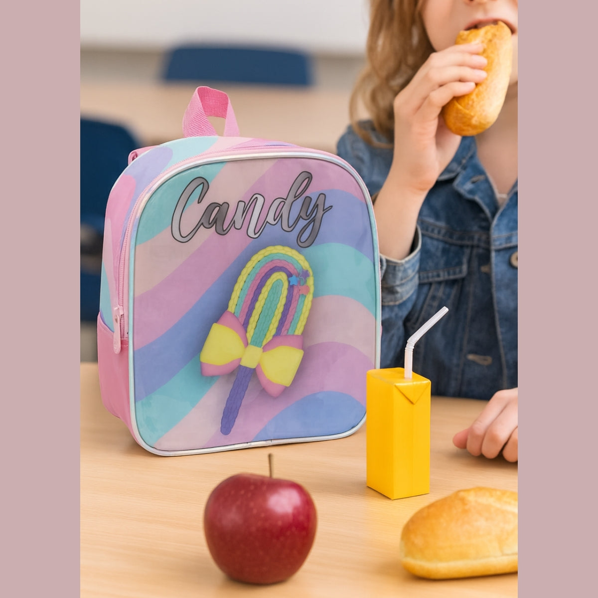 Kit Mochila Infantil Candy Sorvete Menina Estojo Lancheira Térmica