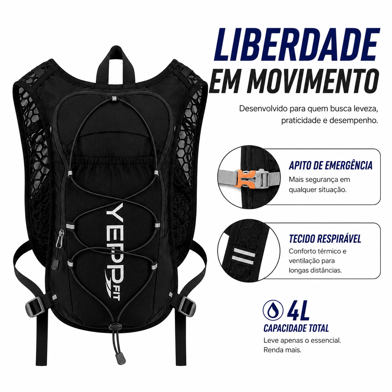 Mochila Hidratação 4L Running Trail Bike Unissex Esportiva