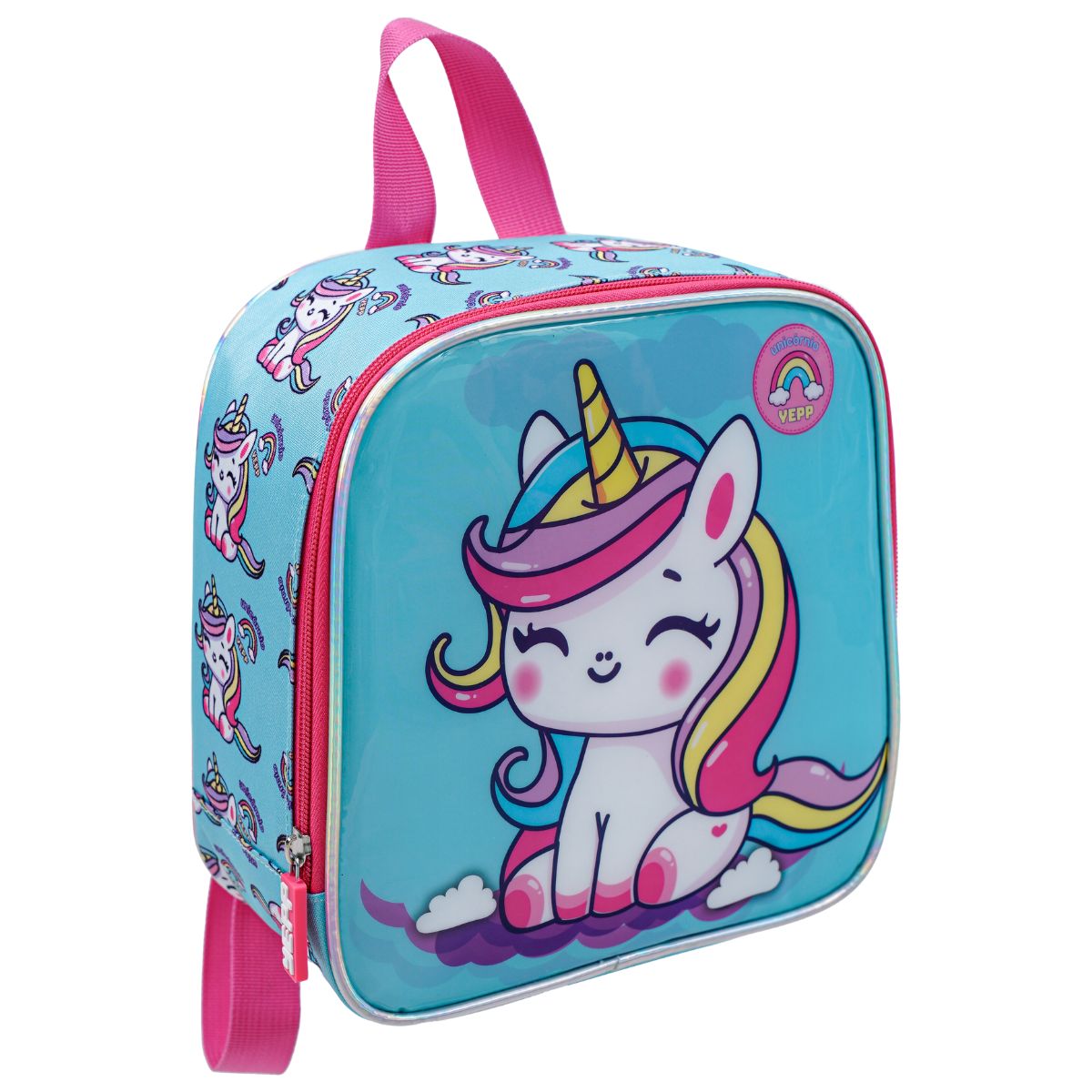 Kit Mochila Escolar Creche Unicórnio Estojo Lancheira Térmica