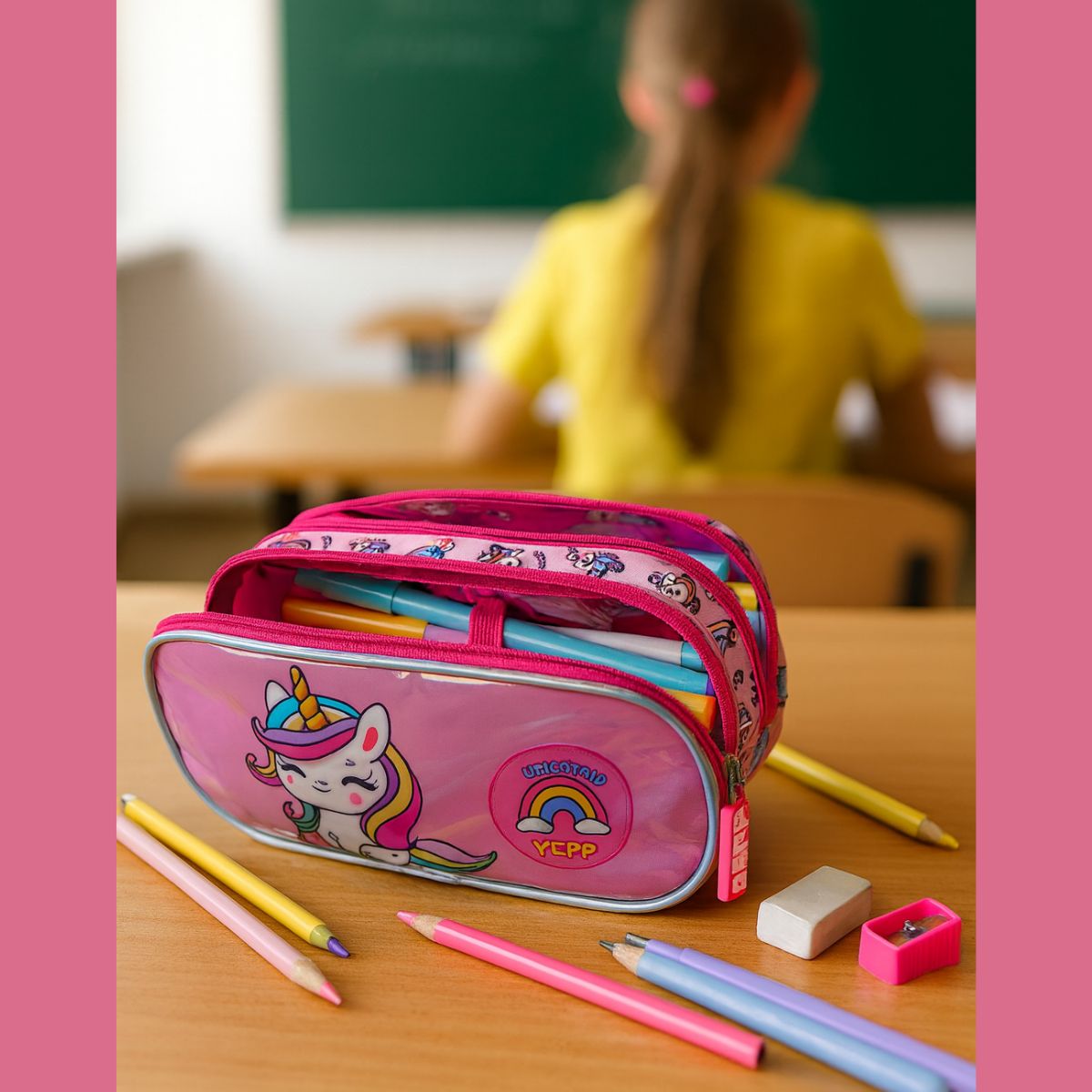 Kit Mochila Escolar Creche Unicórnio Estojo Lancheira Térmica