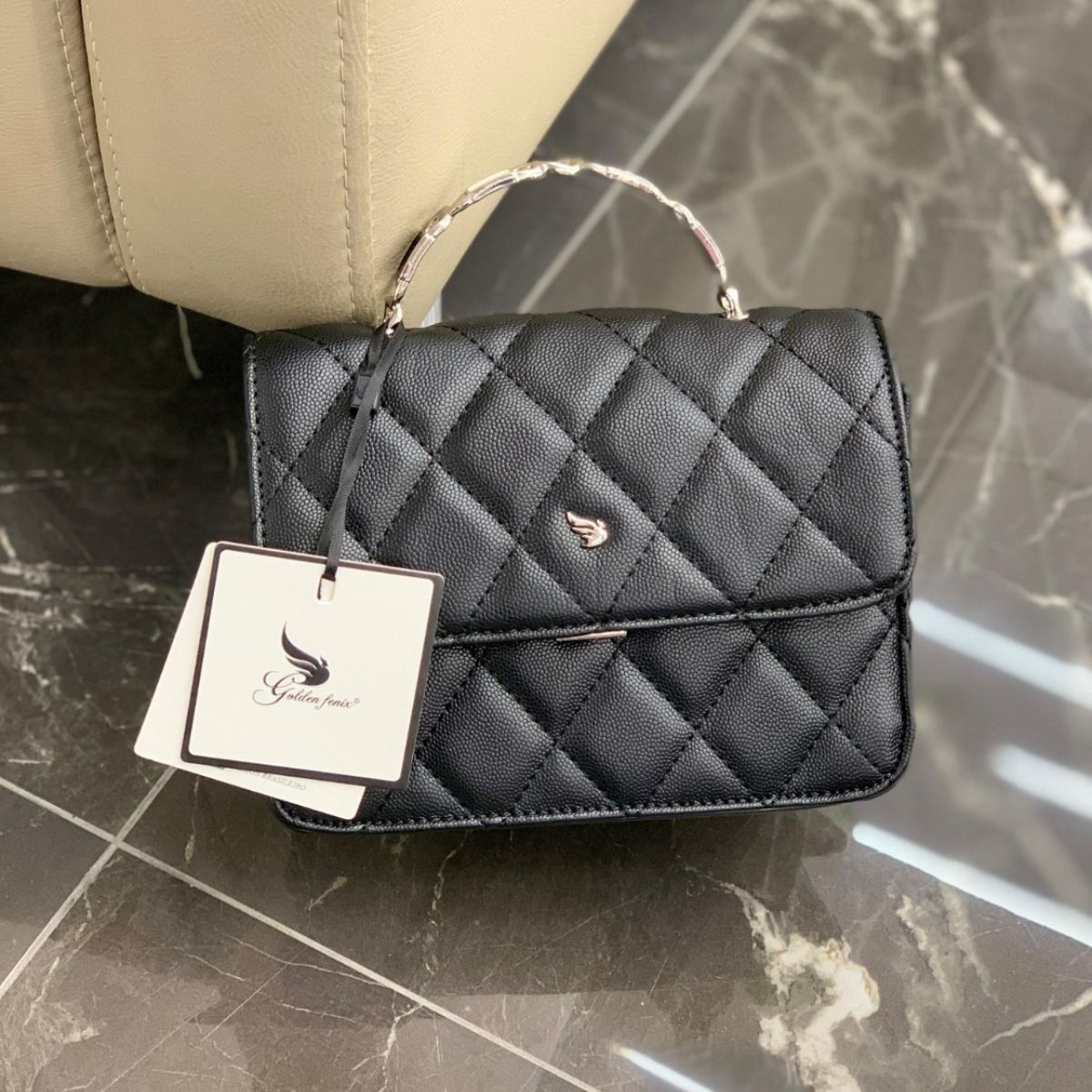 Bolsa de Mão Feminina Sofisticada Elegante Golden Fênix