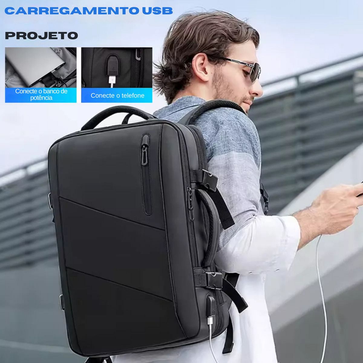 Mochila Bolsa Notebook Executiva 17,3 Polegadas Escolar Impermeável Viagem Expansível 20 à 34L