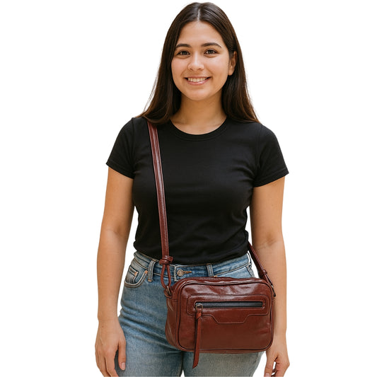 Bolsa Feminina Transversal c/ Alça Regulável e Bolso Frontal