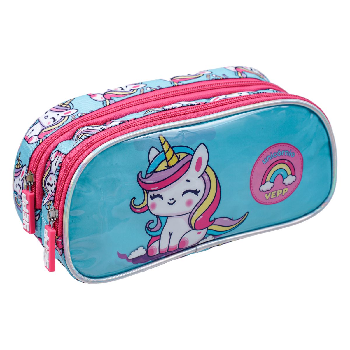 Kit Mochila Escolar Creche Unicórnio Estojo Lancheira Térmica